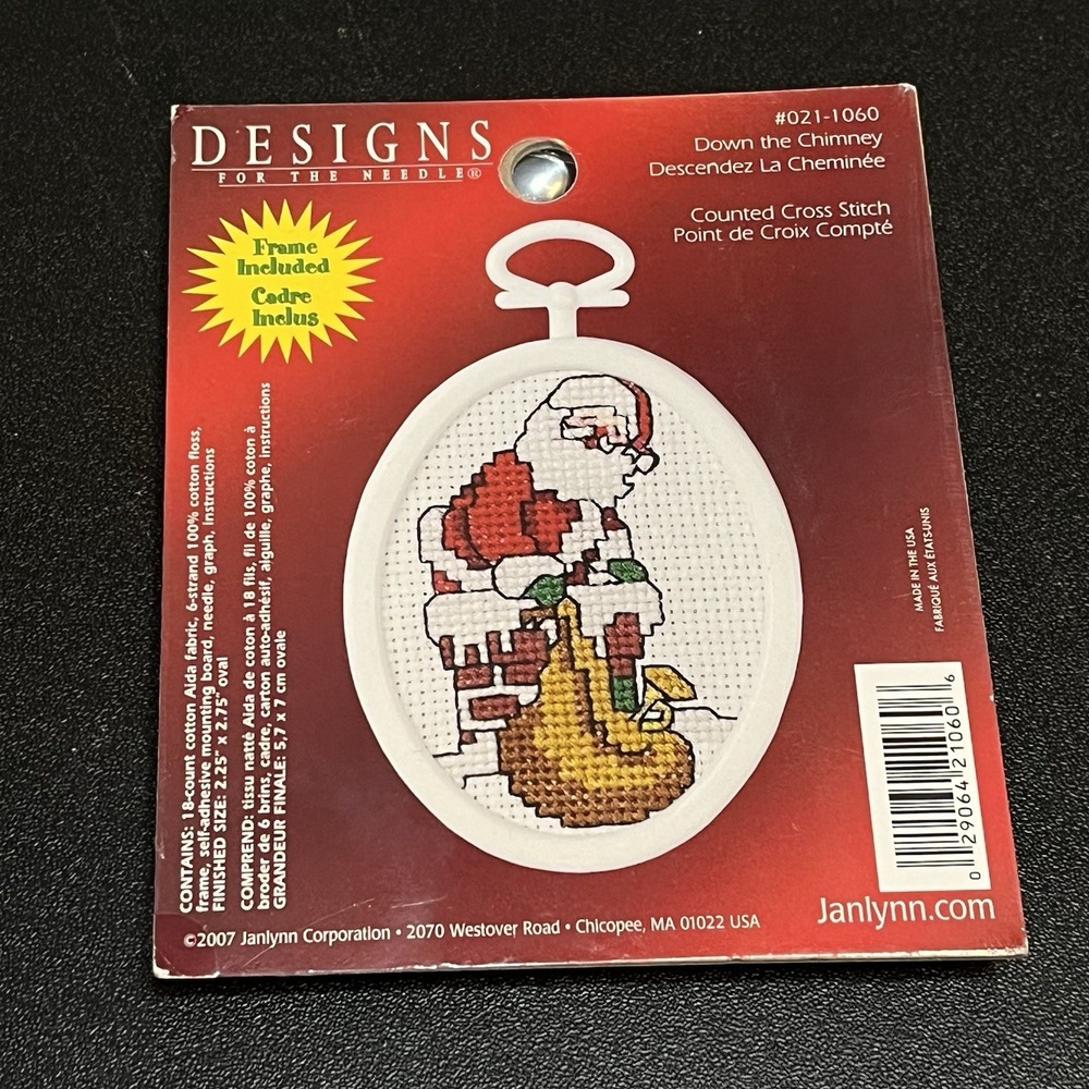 Designs For The Needle Cross Stitch Kit #012-1060 SANTA Down Chimney NEW 2007